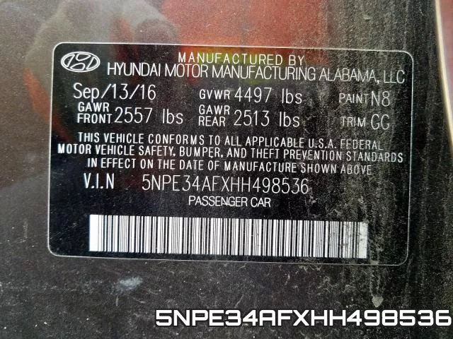 5NPE34AFXHH498536 фото 2