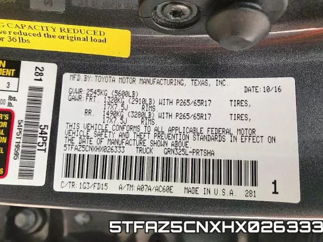 5TFAZ5CNXHX026333 фото 2