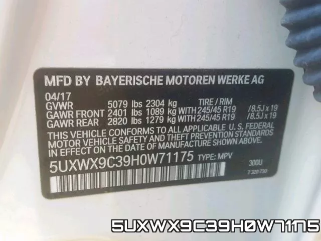 5UXWX9C39H0W71175 фото 2