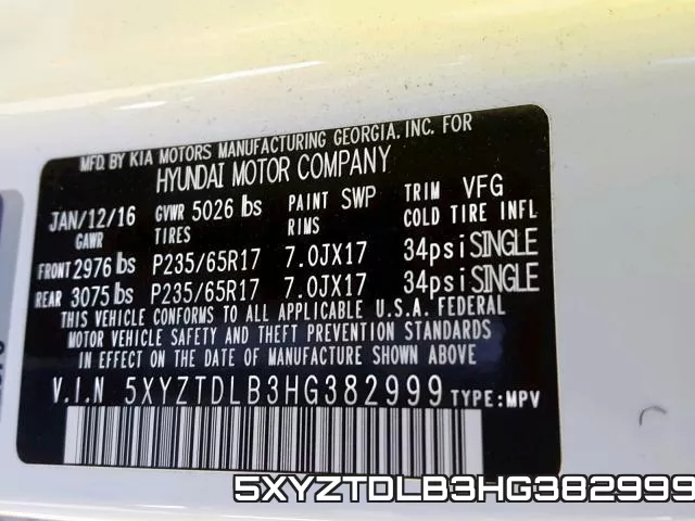 5XYZTDLB3HG382999 фото 2