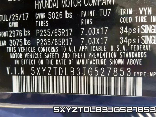 5XYZTDLB3JG527853 фото 2