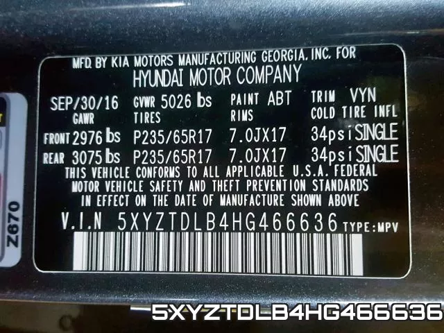5XYZTDLB4HG466636 фото 2