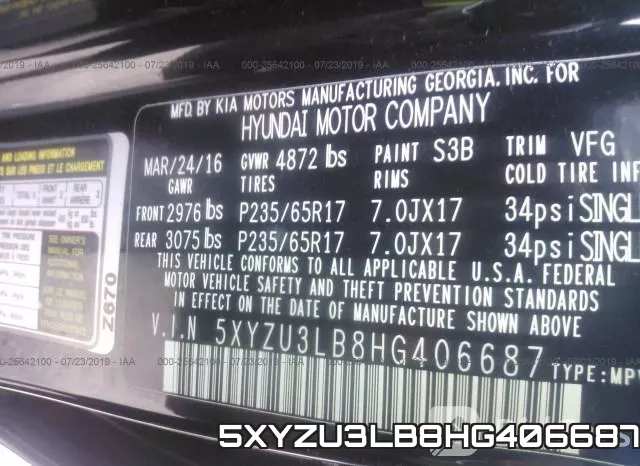 5XYZU3LB8HG406687 фото 10