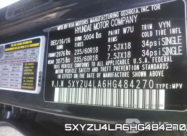 5XYZU4LA6HG484270 фото 10