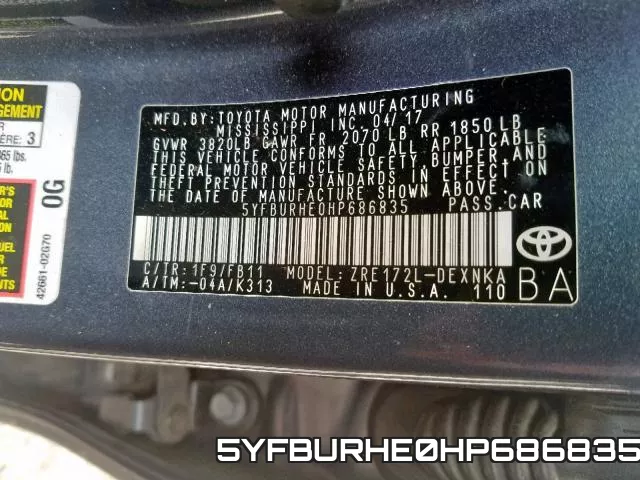 5YFBURHE0HP686835 фото 2