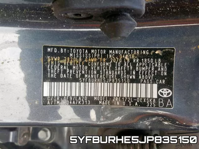 5YFBURHE5JP835150 фото 2