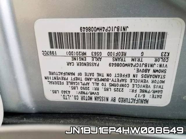 JN1BJ1CP4HW008649 фото 2
