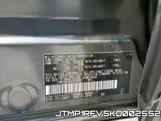 JTMP1RFV5KD002552 фото 2