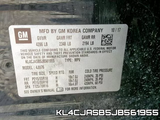 KL4CJASB5JB561955 фото 2