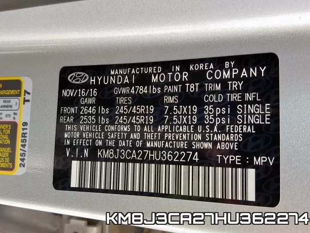 KM8J3CA27HU362274 фото 2