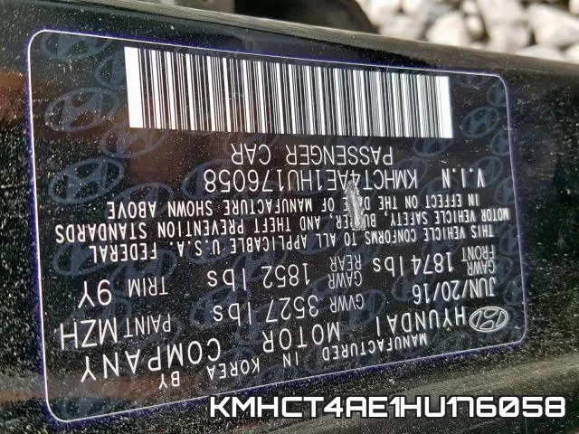 KMHCT4AE1HU176058 фото 2