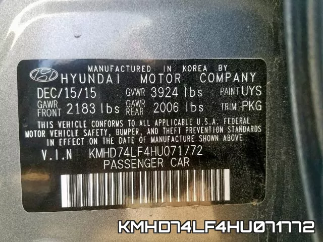KMHD74LF4HU071772 фото 2