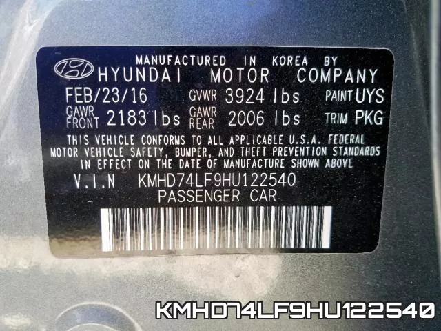 KMHD74LF9HU122540 фото 2
