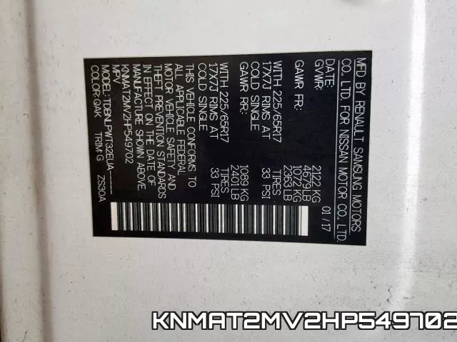 KNMAT2MV2HP549702 фото 2