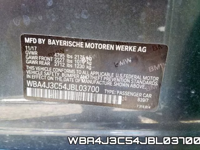 WBA4J3C54JBL03700 фото 2