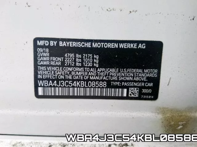 WBA4J3C54KBL08588 фото 2