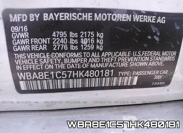 WBA8E1C57HK480181 фото 10