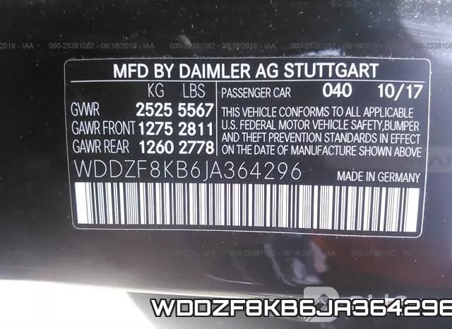 WDDZF8KB6JA364296 фото 10