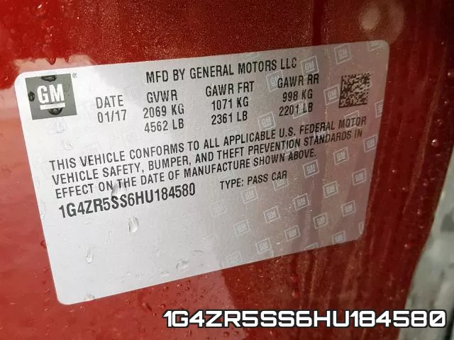 1G4ZR5SS6HU184580 фото 2
