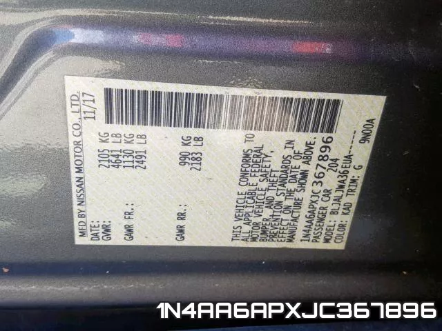 1N4AA6APXJC367896 фото 2
