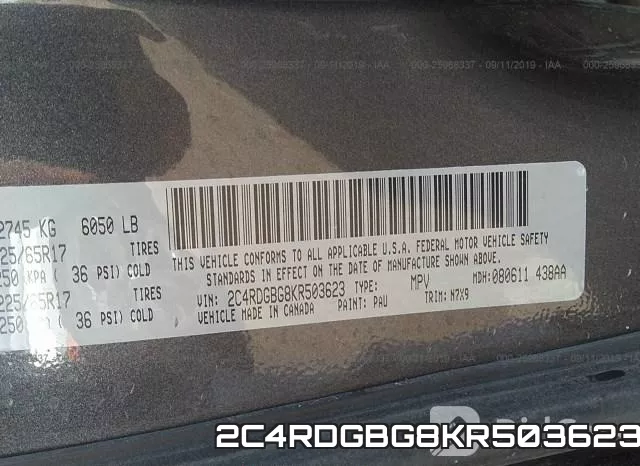 2C4RDGBG8KR503623 фото 10
