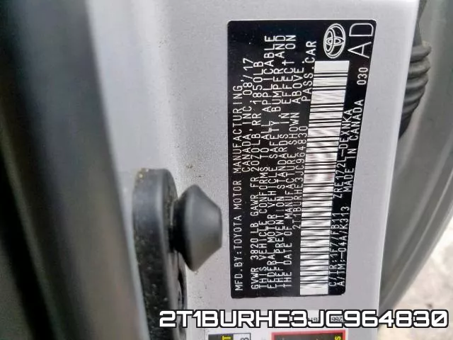 2T1BURHE3JC964830 фото 2