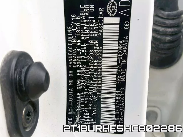2T1BURHE5HC802286 фото 2