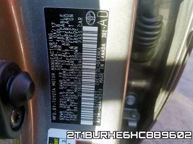 2T1BURHE6HC889602 фото 2