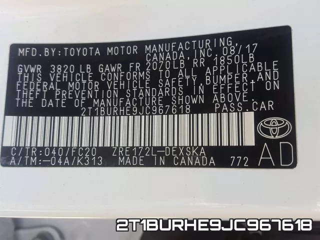 2T1BURHE9JC967618 фото 2