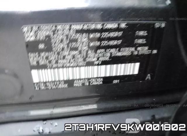2T3H1RFV9KW001802 фото 10