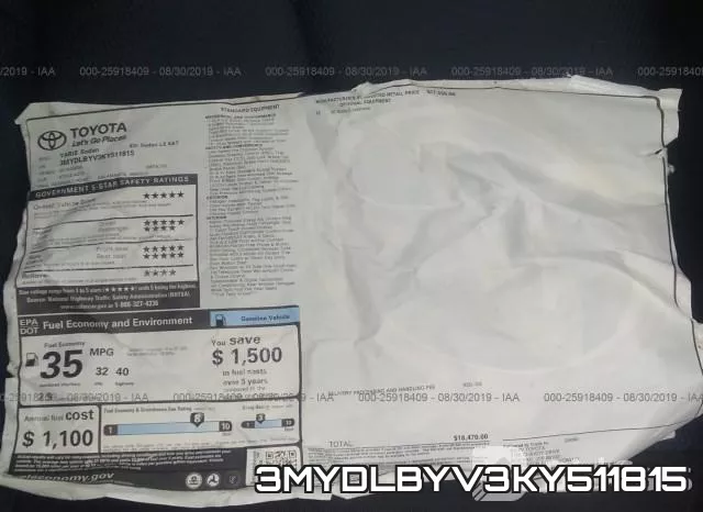 3MYDLBYV3KY511815 фото 7