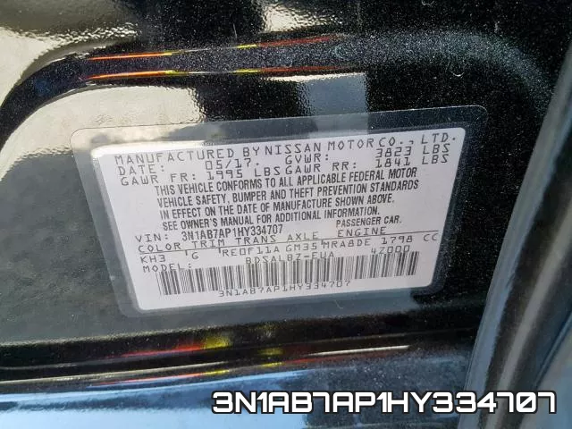 3N1AB7AP1HY334707 фото 2