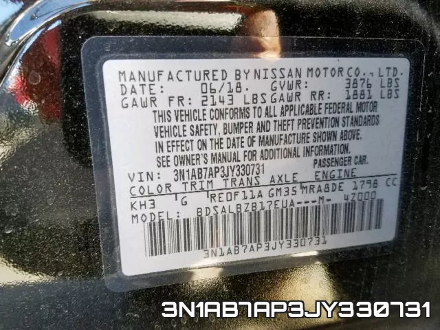 3N1AB7AP3JY330731 фото 2