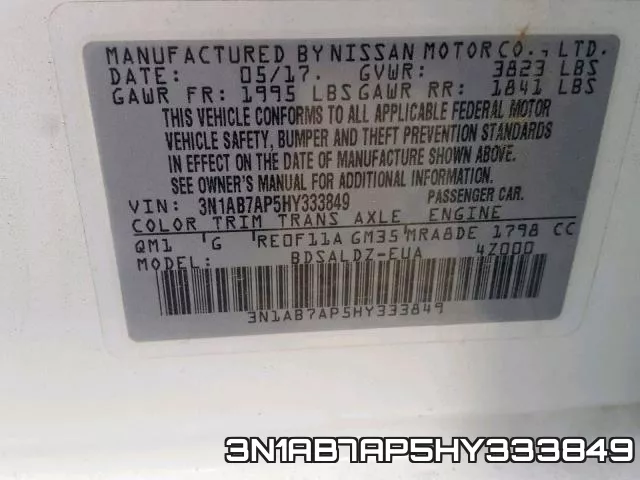 3N1AB7AP5HY333849 фото 2