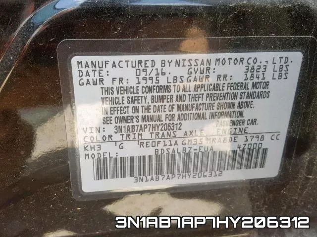 3N1AB7AP7HY206312 фото 2