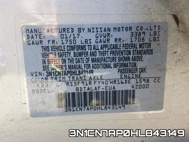 3N1CN7AP0HL843149 фото 2