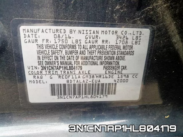 3N1CN7AP1HL804179 фото 2