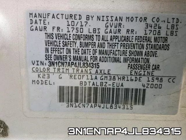 3N1CN7AP4JL834315 фото 2