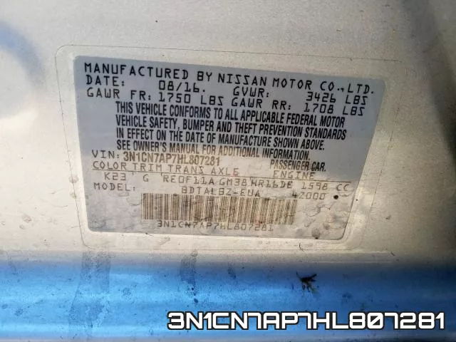 3N1CN7AP7HL807281 фото 2