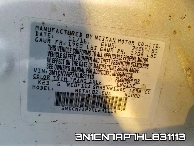 3N1CN7AP7HL831113 фото 2