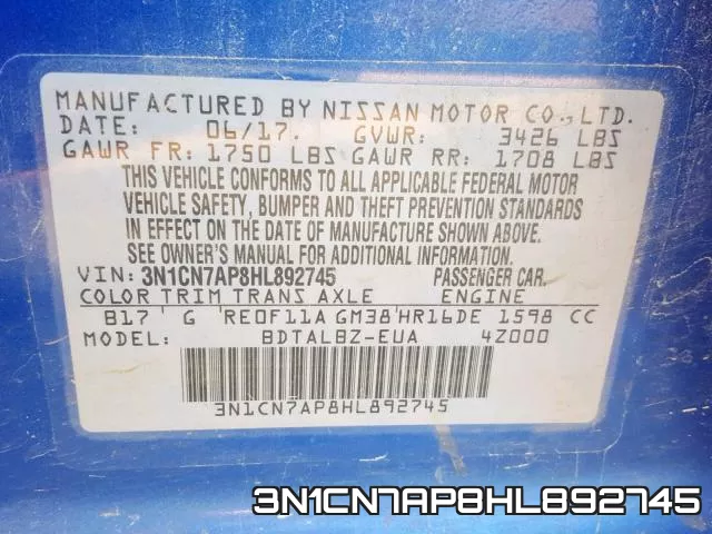 3N1CN7AP8HL892745 фото 2