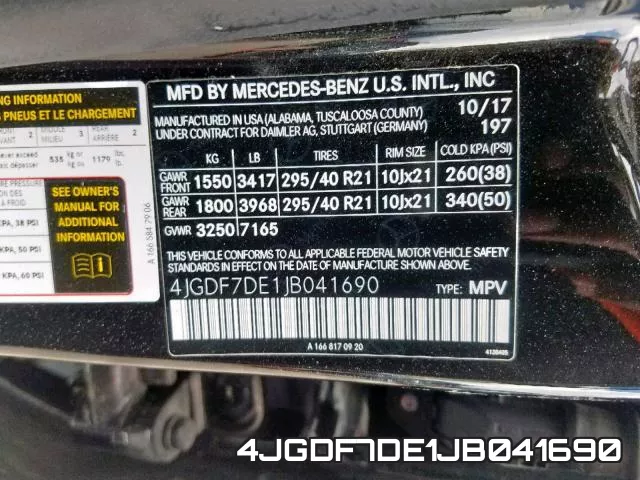 4JGDF7DE1JB041690 фото 2