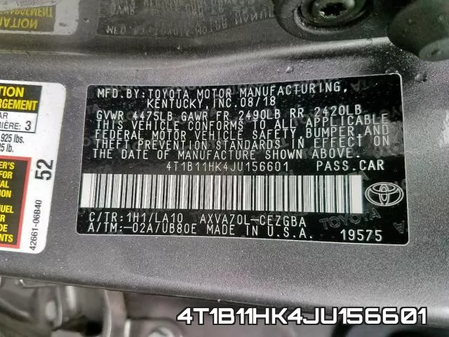 4T1B11HK4JU156601 фото 2
