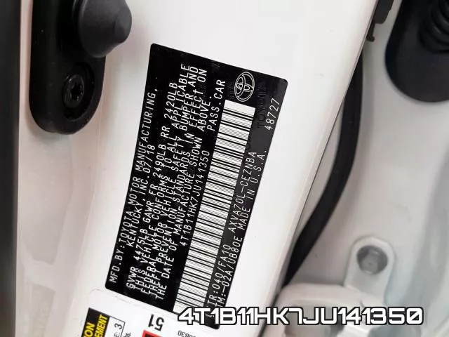 4T1B11HK7JU141350 фото 2