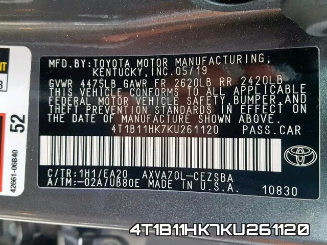 4T1B11HK7KU261120 фото 2