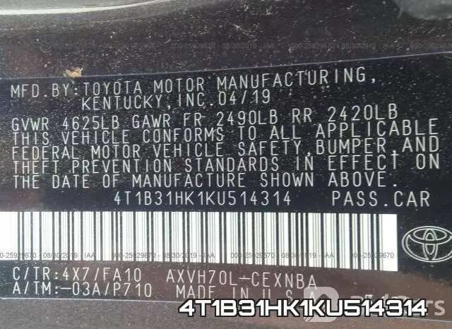 4T1B31HK1KU514314 фото 10