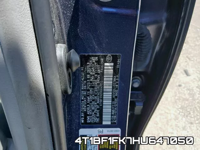 4T1BF1FK7HU647050 фото 2