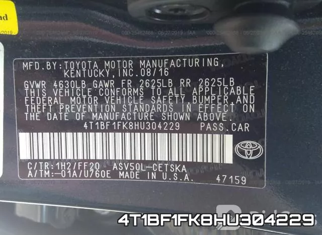 4T1BF1FK8HU304229 фото 10