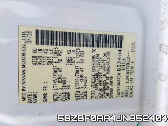 5BZBF0AA4JN852404 фото 2
