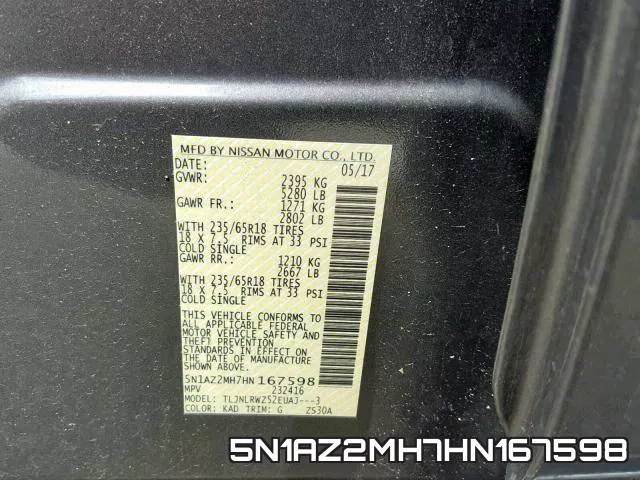 5N1AZ2MH7HN167598 фото 2